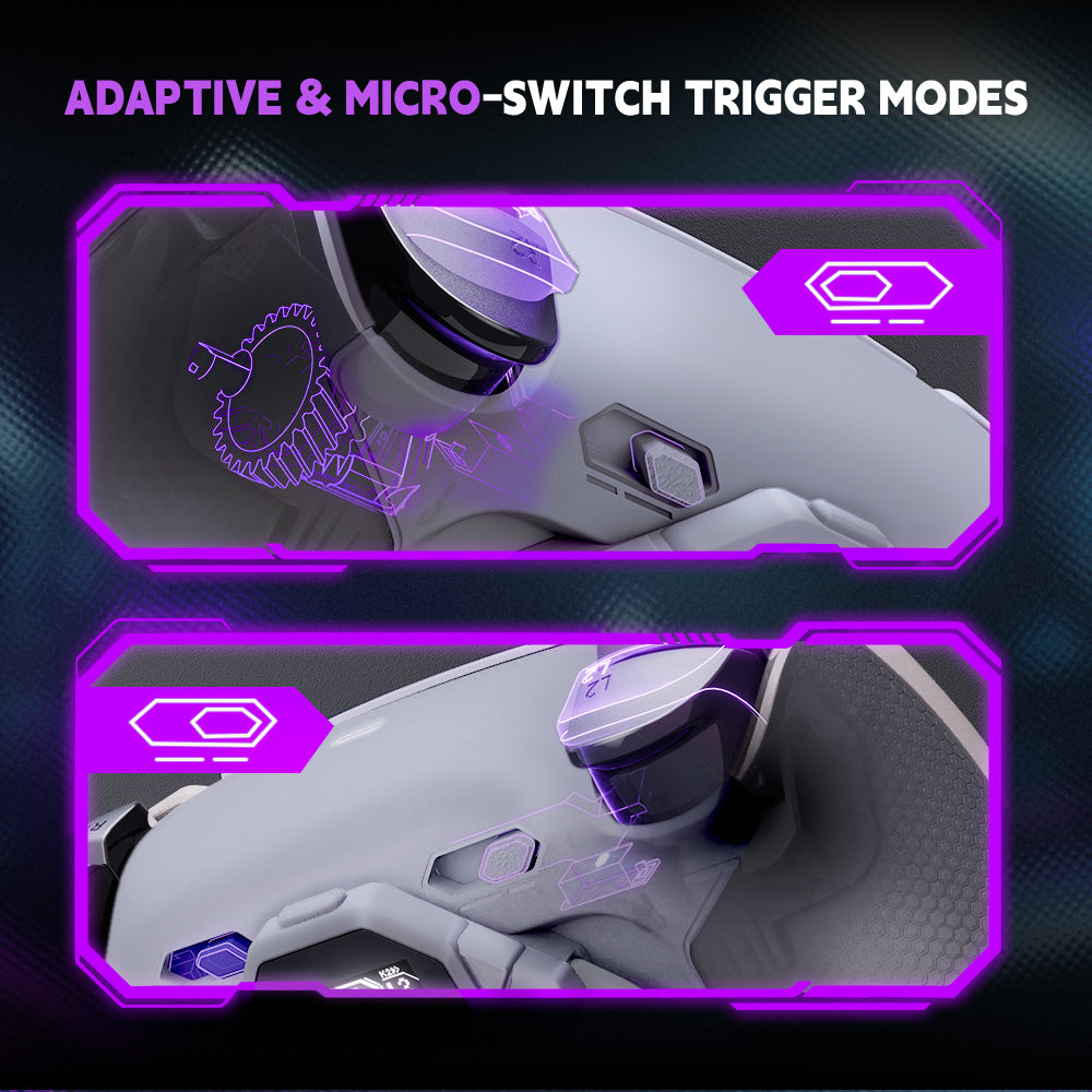 eXtremeRate PS5コントローラーBDM-030/040/050対応用SPARK バックパドルキット、OLEDディスプレイ&クリッキートリガーストップ＆エルゴノミックグリップ【ニューホープグレー＆クラシックグレー】