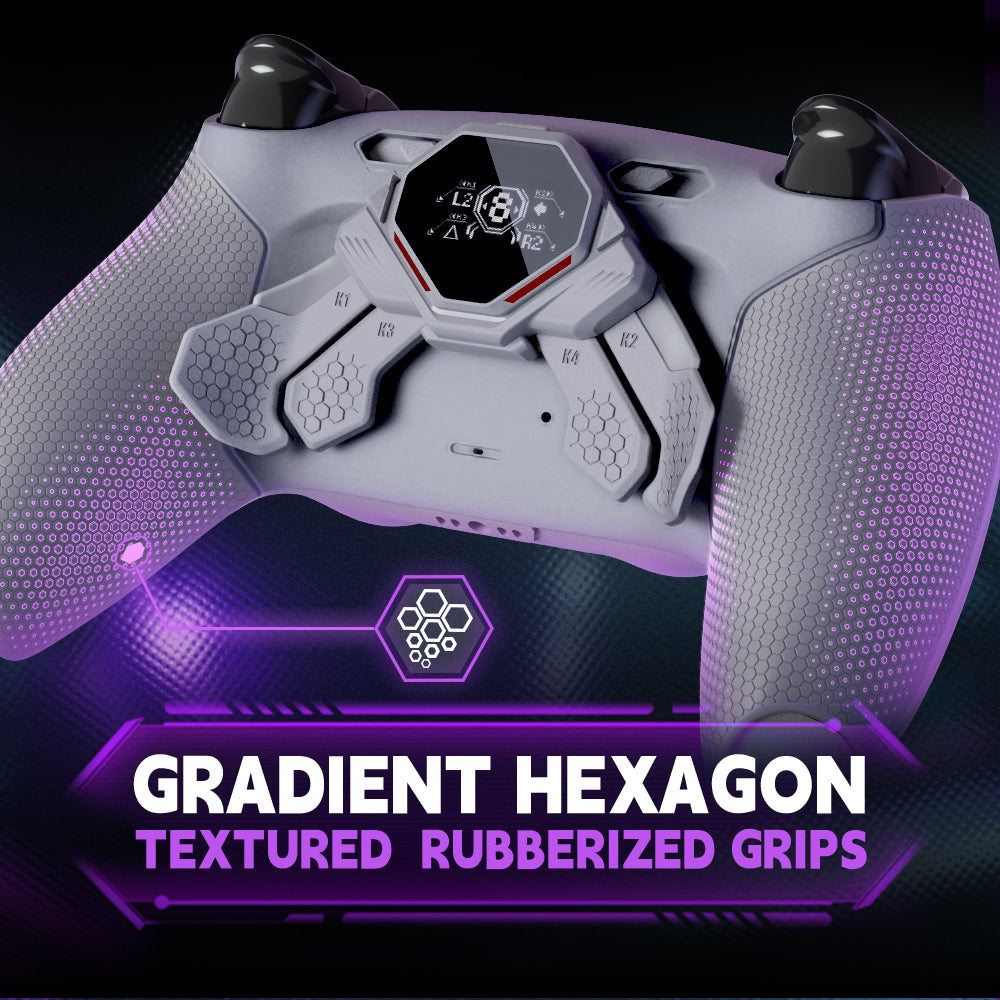 eXtremeRate PS5コントローラーBDM-030/040/050対応用SPARK バックパドルキット、OLEDディスプレイ&クリッキートリガーストップ＆エルゴノミックグリップ【ニューホープグレー】