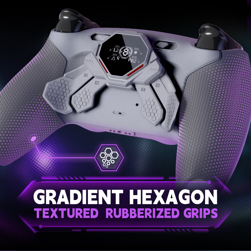 eXtremeRate PS5コントローラーBDM-030/040/050対応用SPARK バックパドルキット、OLEDディスプレイ&クリッキートリガーストップ＆エルゴノミックグリップ【ニューホープグレー＆クラシックグレー】