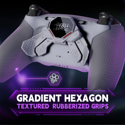 eXtremeRate PS5コントローラーBDM-030/040/050対応用SPARK バックパドルキット、OLEDディスプレイ&クリッキートリガーストップ＆エルゴノミックグリップ【ニューホープグレー＆クラシックグレー】