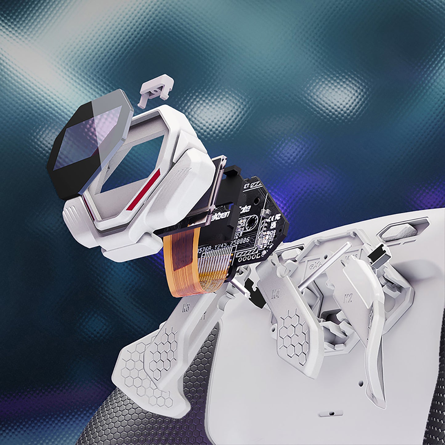 eXtremeRate PS5コントローラーBDM-030/040/050対応用SPARK バックパドルキット、OLEDディスプレイ&クリッキートリガーストップ＆エルゴノミックグリップ【ホワイト＆ブラック】