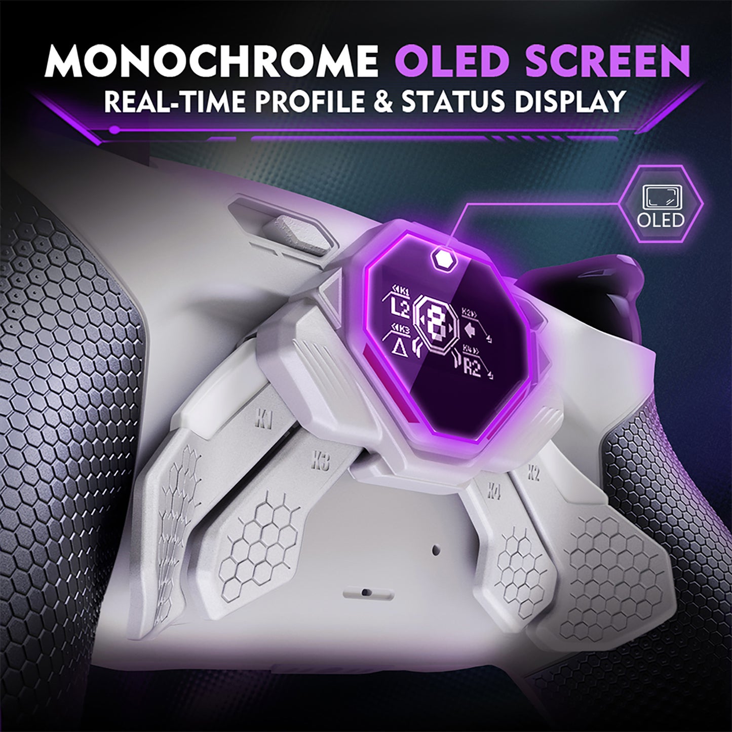 eXtremeRate PS5コントローラーBDM-030/040/050対応用SPARK バックパドルキット、OLEDディスプレイ&クリッキートリガーストップ＆エルゴノミックグリップ【ホワイト＆ブラック】