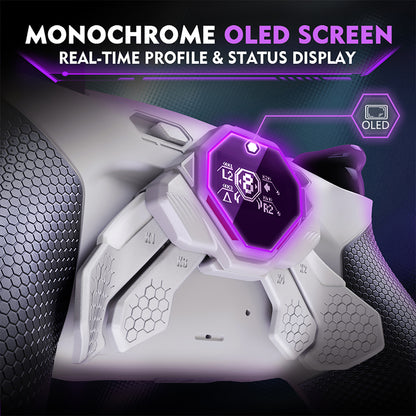 eXtremeRate PS5コントローラーBDM-030/040/050対応用SPARK バックパドルキット、OLEDディスプレイ&クリッキートリガーストップ＆エルゴノミックグリップ【ホワイト＆ブラック】