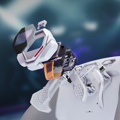 eXtremeRate PS5コントローラーBDM-030/040/050対応用SPARK バックパドルキット、OLEDディスプレイ&クリッキートリガーストップ＆エルゴノミックグリップ【ホワイト＆グレー】