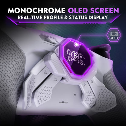 eXtremeRate PS5コントローラーBDM-030/040/050対応用SPARK バックパドルキット、OLEDディスプレイ&クリッキートリガーストップ＆エルゴノミックグリップ【ホワイト＆グレー】