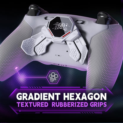 eXtremeRate PS5コントローラーBDM-030/040/050対応用SPARK バックパドルキット、OLEDディスプレイ&クリッキートリガーストップ＆エルゴノミックグリップ【ホワイト＆グレー】