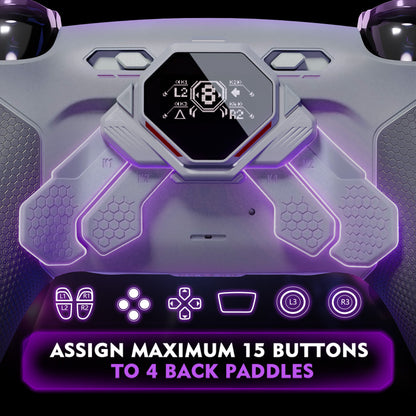 eXtremeRate SPARK Back Paddle Kit for PS5 Controllers BDM-030/040/050/060, with OLED Display, Clicky Trigger Stops, and Ergonomic Grips (White & Black)