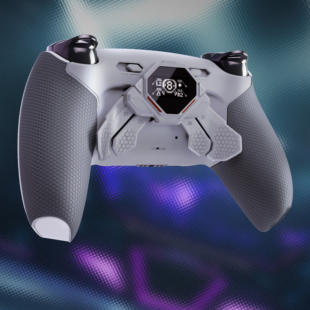 eXtremeRate SPARK Back Paddle Kit for PS5 Controllers BDM-030/040/050/060, with OLED Display, Clicky Trigger Stops, and Ergonomic Grips (White & Black)
