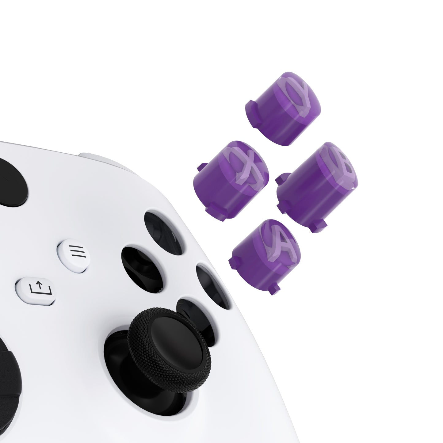 eXtremeRate Xbox Series X/Sコントローラー & Xbox One X/S & Xbox One Elite V1/V2コントローラー用三色ABXYアクションボタン（クラシックシンボル付き）【ミストパープル＆クリア＆ラベンダーパープル】