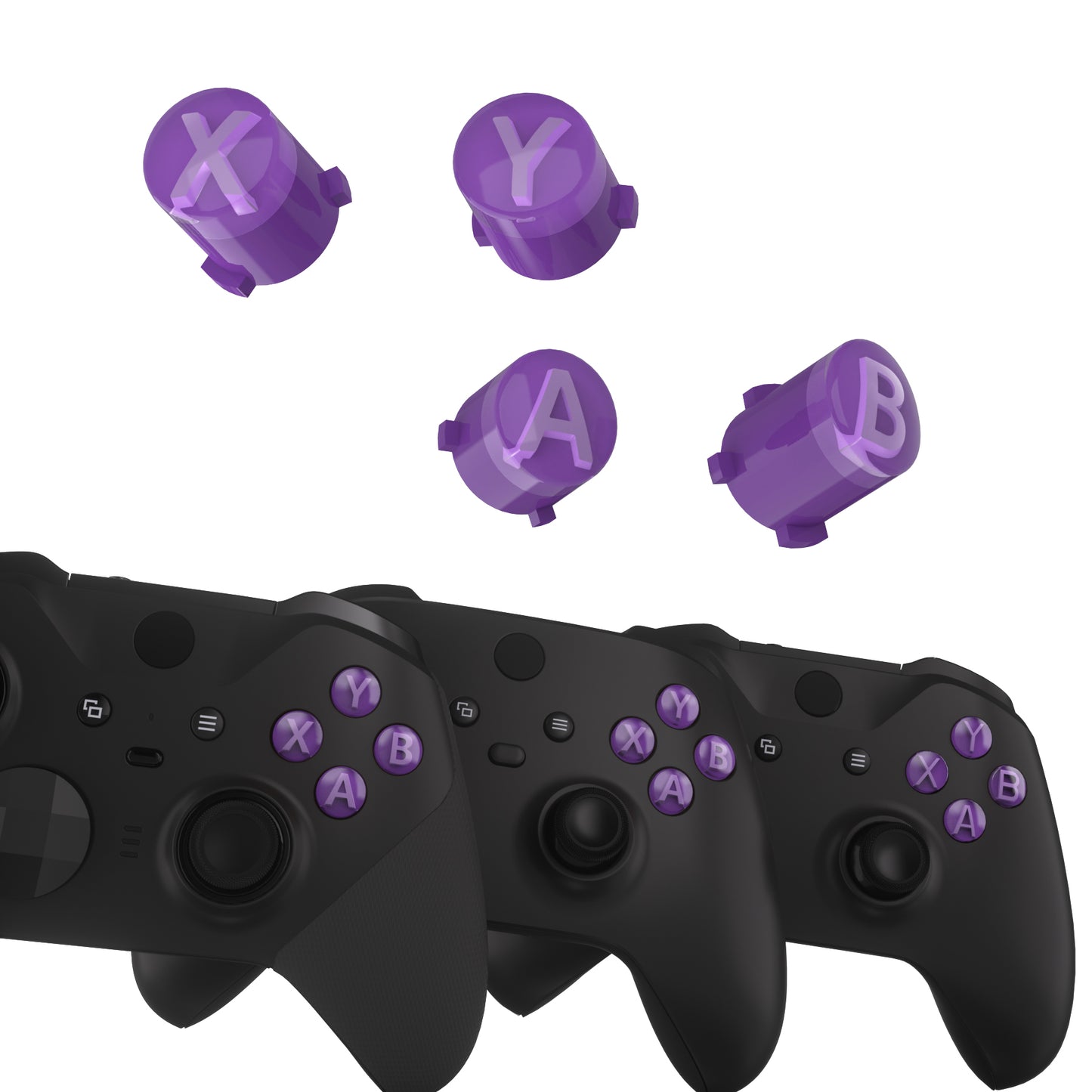 eXtremeRate Xbox Series X/Sコントローラー & Xbox One X/S & Xbox One Elite V1/V2コントローラー用三色ABXYアクションボタン（クラシックシンボル付き）【ミストパープル＆クリア＆ラベンダーパープル】