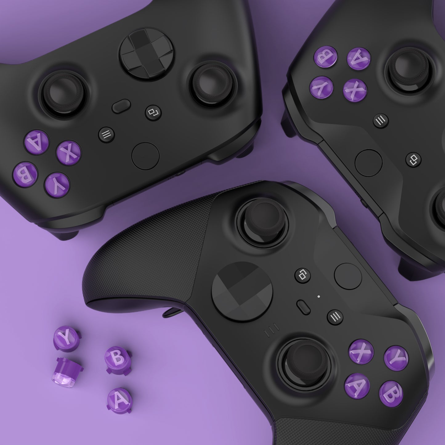 eXtremeRate Xbox Series X/Sコントローラー & Xbox One X/S & Xbox One Elite V1/V2コントローラー用三色ABXYアクションボタン（クラシックシンボル付き）【ミストパープル＆クリア＆ラベンダーパープル】