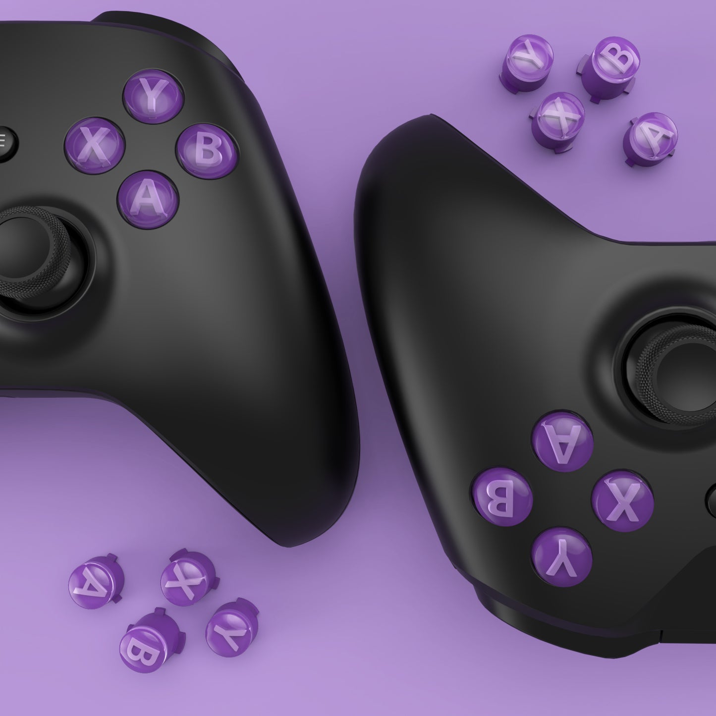 eXtremeRate Xbox Series X/Sコントローラー & Xbox One X/S & Xbox One Elite V1/V2コントローラー用三色ABXYアクションボタン（クラシックシンボル付き）【ミストパープル＆クリア＆ラベンダーパープル】