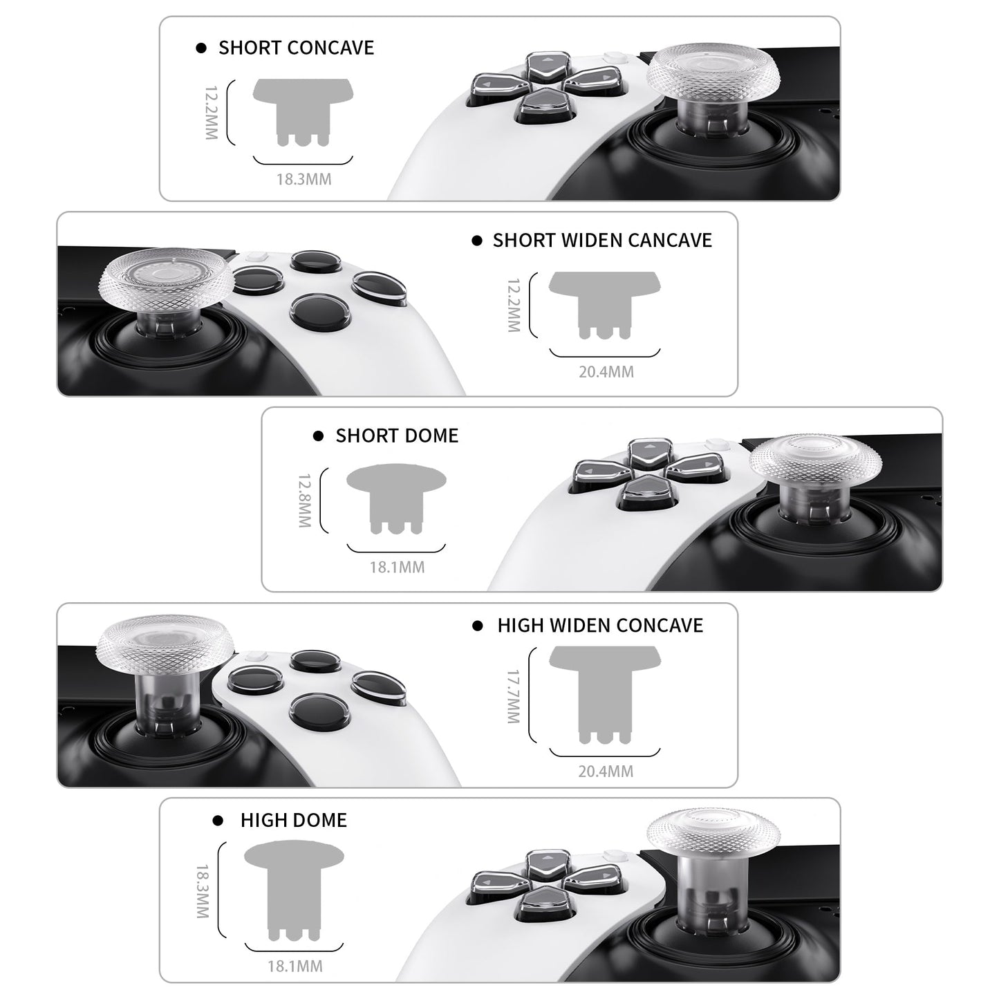 eXtremeRate ThumbsGear PS5 edgeコントローラー対応用交換可能なサムスティック【クリア】