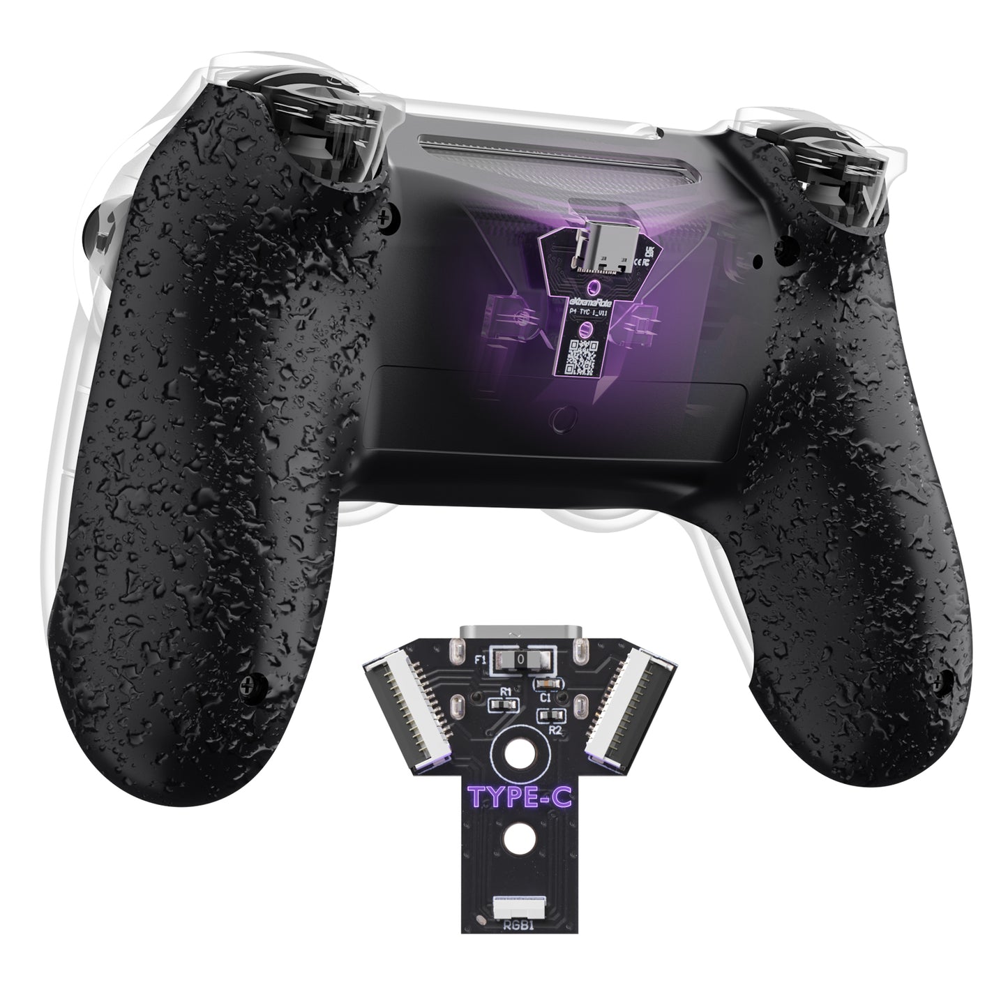 eXtremeRate PS4 Slim ProコントローラーJDM-040/050/055対応用 Type-Cバージョン ボトムシェル【テクスチャードブラック】