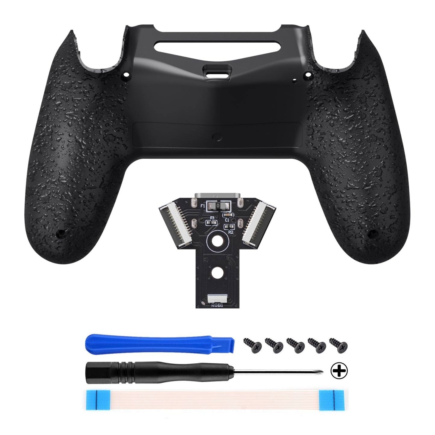 eXtremeRate PS4 Slim ProコントローラーJDM-040/050/055対応用 Type-Cバージョン ボトムシェル【テクスチャードブラック】