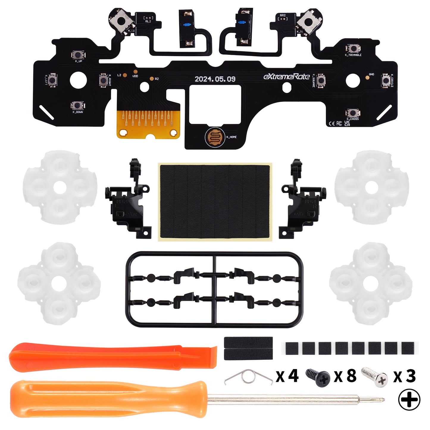 eXtremeRate 全セット-PS5コントローラーBDM-040対応用ライトバージョンマイクロスイッチクリッキーヘアトリガーキット＆触覚フェイスクリッキーキット