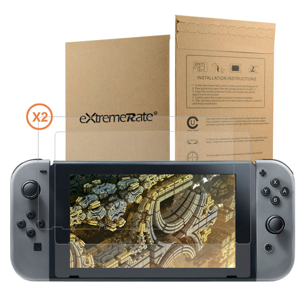 eXtremeRate ニンテンドースイッチ用「Y」「+」クロストライウィングドライバー＆ブラシセット + 2枚入りスクリーンプロテクター【NSAR0017GC+NSPJ0015GC】