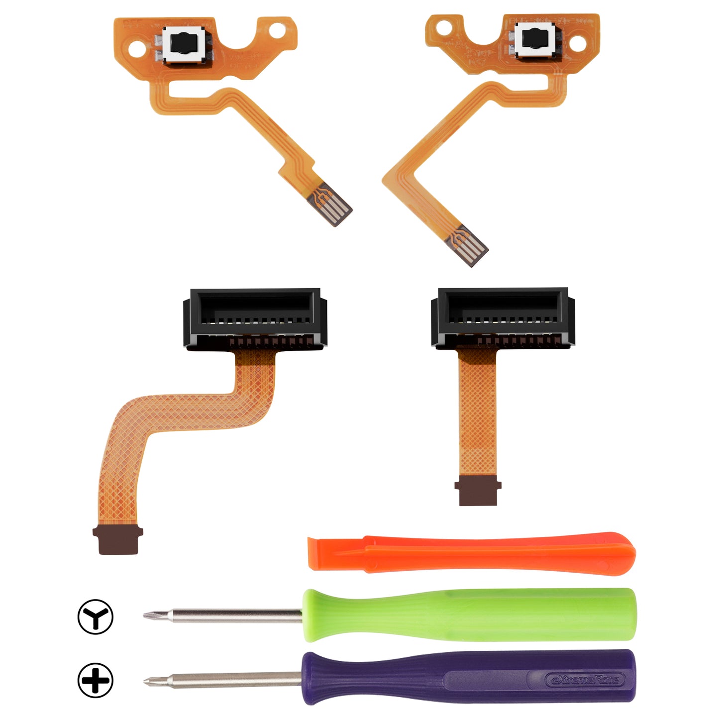 eXtremeRate Joy-Con 2対応 ZL ZR ボタン交換用タクタイルスイッチ フレックスリボンケーブル、Nintendo Switch 2対応 カスタム 左右コントローラー用 充電コネクタ メスソケット FPC ケーブル 修理パーツ