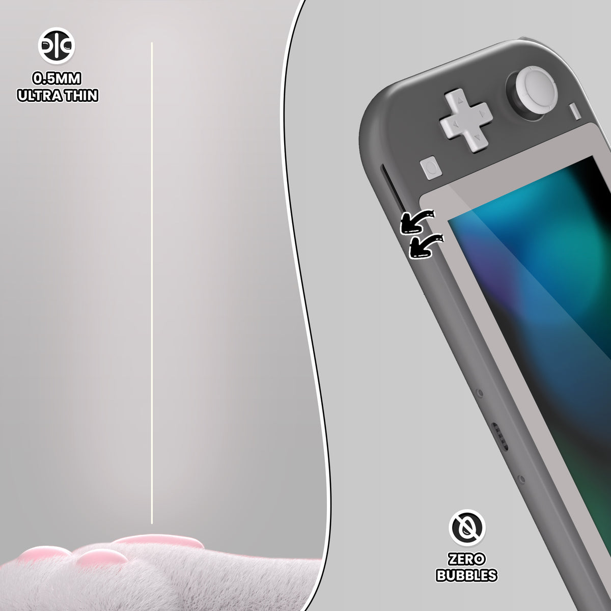 eXtremeRate Nintendo Switch Lite用2枚セット傷防止透明HD強化ガラススクリーン保護フィルム【レギュラーグレー】