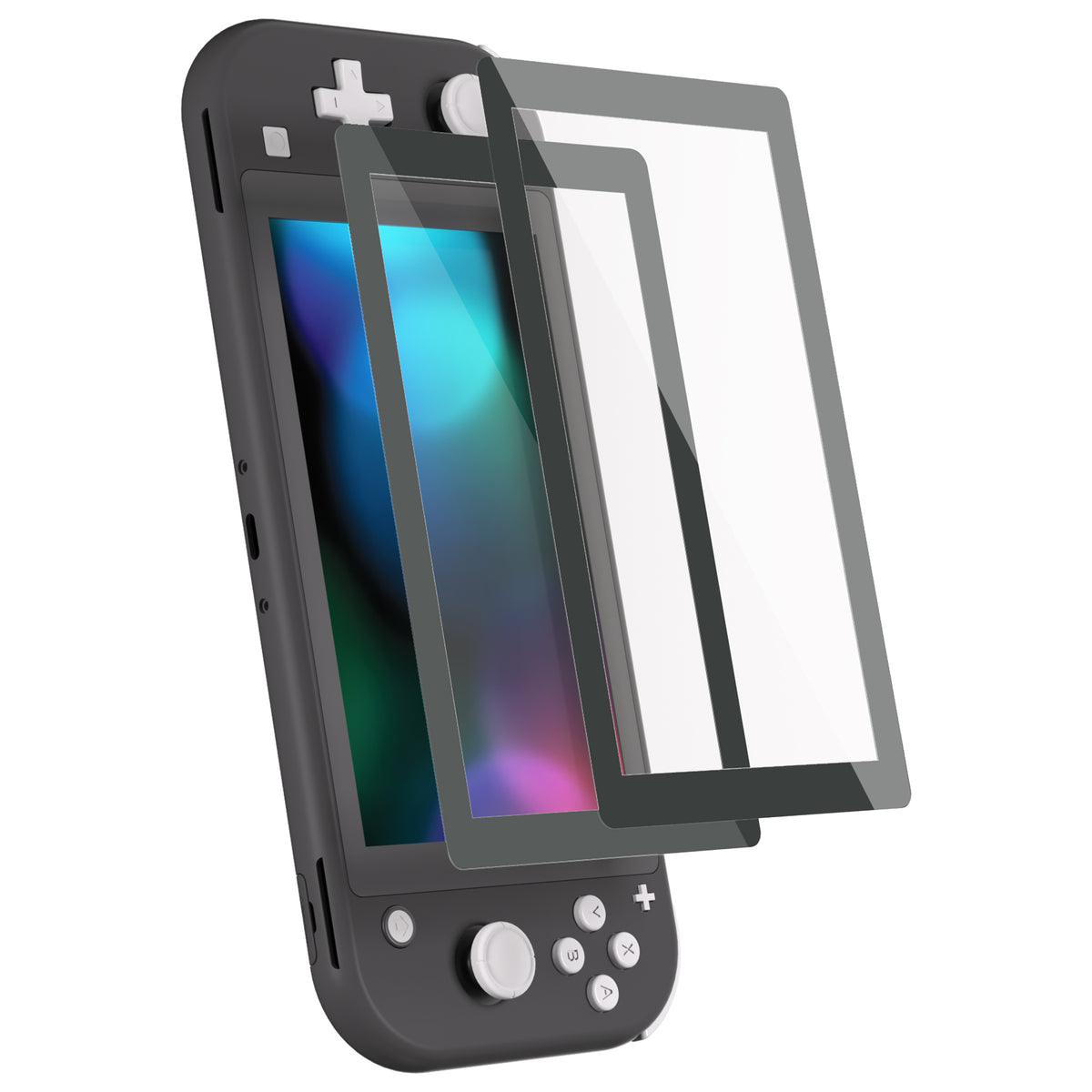 eXtremeRate 2-Pack Scratch-Resistant Clear HD Tempered Glass Screen Protector for Nintendo Switch Lite (Gray)