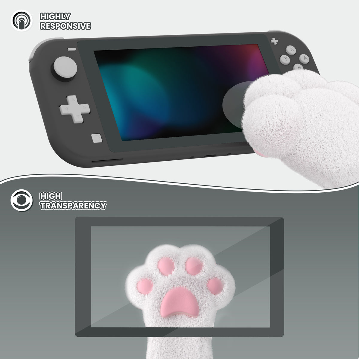 eXtremeRate 2-Pack Scratch-Resistant Clear HD Tempered Glass Screen Protector for Nintendo Switch Lite (Gray)