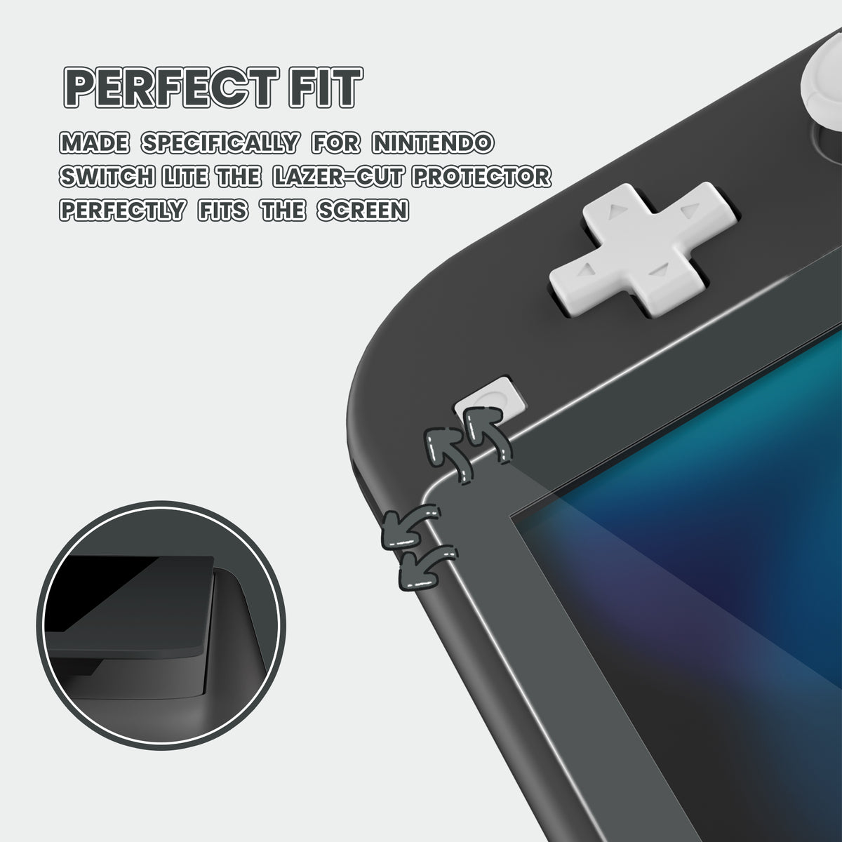 eXtremeRate 2-Pack Scratch-Resistant Clear HD Tempered Glass Screen Protector for Nintendo Switch Lite (Gray)