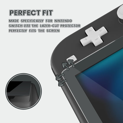 eXtremeRate 2-Pack Scratch-Resistant Clear HD Tempered Glass Screen Protector for Nintendo Switch Lite (Gray)