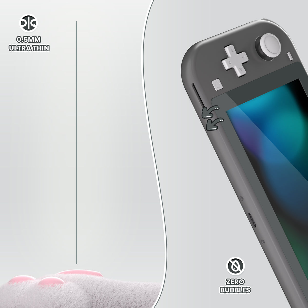 eXtremeRate 2-Pack Scratch-Resistant Clear HD Tempered Glass Screen Protector for Nintendo Switch Lite (Gray)