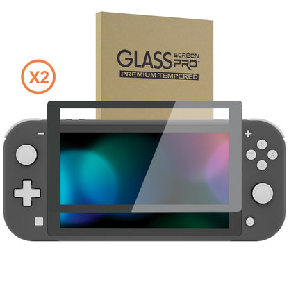 eXtremeRate 2-Pack Scratch-Resistant Clear HD Tempered Glass Screen Protector for Nintendo Switch Lite (Gray)