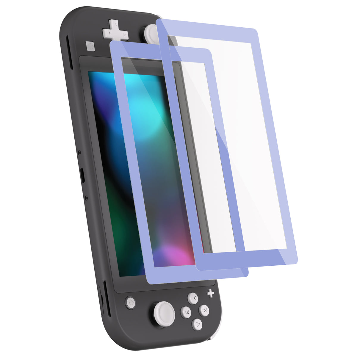 eXtremeRate 2-Pack Scratch-Resistant Clear HD Tempered Glass Screen Protector for Nintendo Switch Lite (Light Violet)