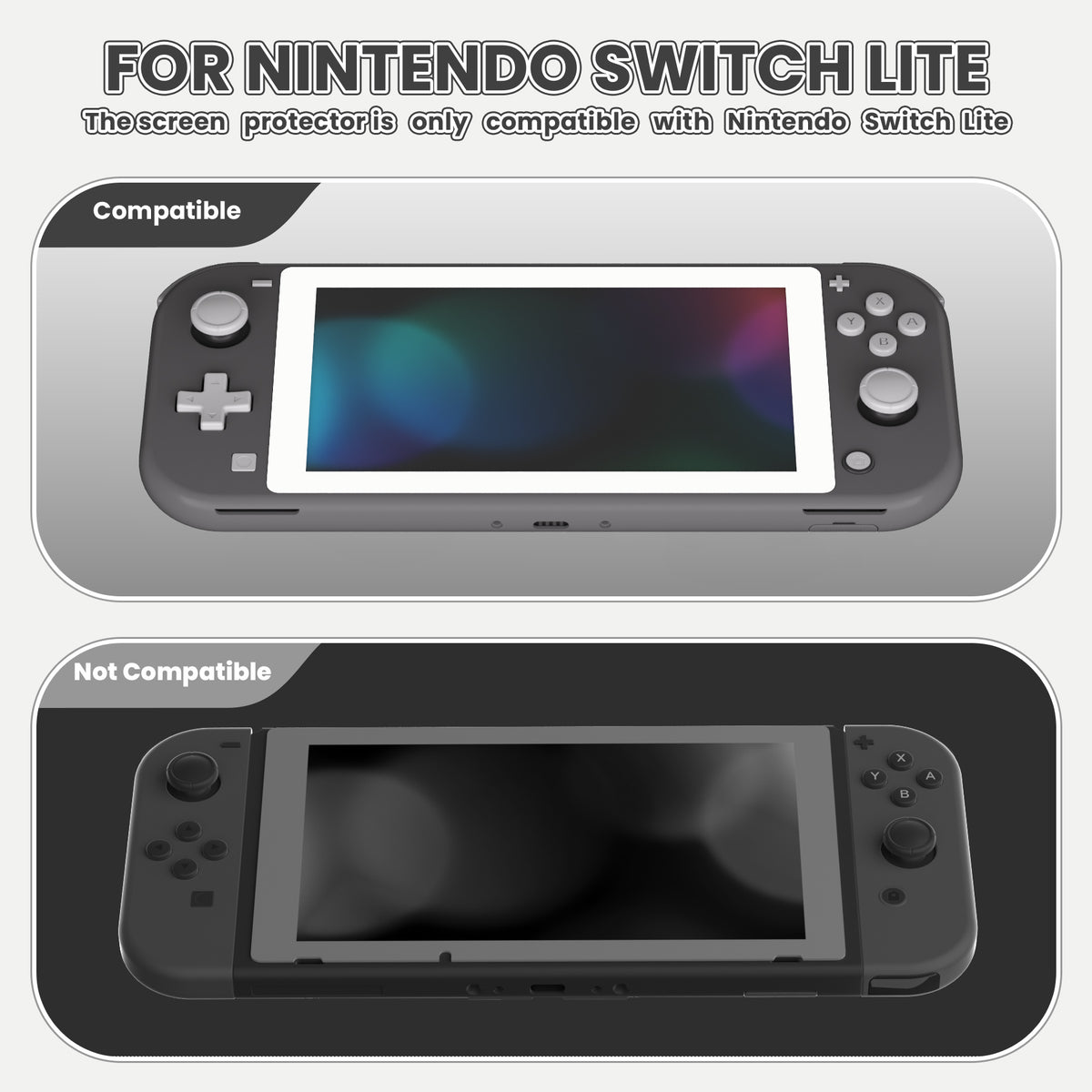 eXtremeRate 2-Pack Scratch-Resistant Clear HD Tempered Glass Screen Protector for Nintendo Switch Lite (White)