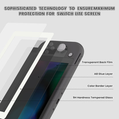 eXtremeRate 2-Pack Scratch-Resistant Clear HD Tempered Glass Screen Protector for Nintendo Switch Lite (White)