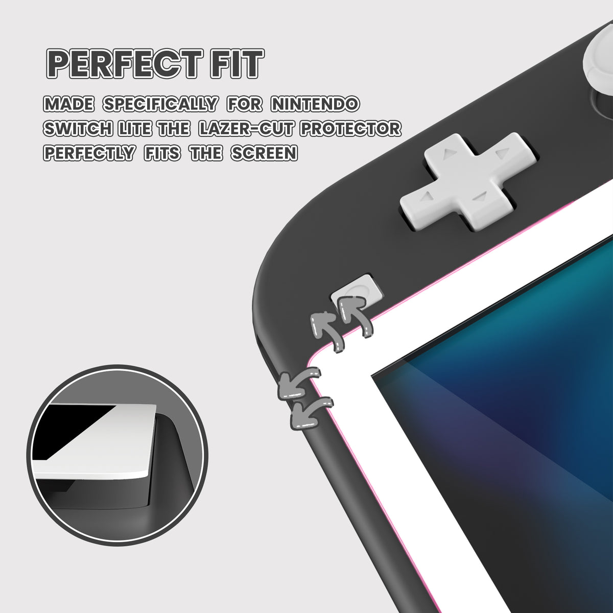 eXtremeRate 2-Pack Scratch-Resistant Clear HD Tempered Glass Screen Protector for Nintendo Switch Lite (White)