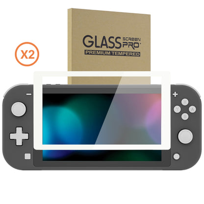 eXtremeRate 2-Pack Scratch-Resistant Clear HD Tempered Glass Screen Protector for Nintendo Switch Lite (White)
