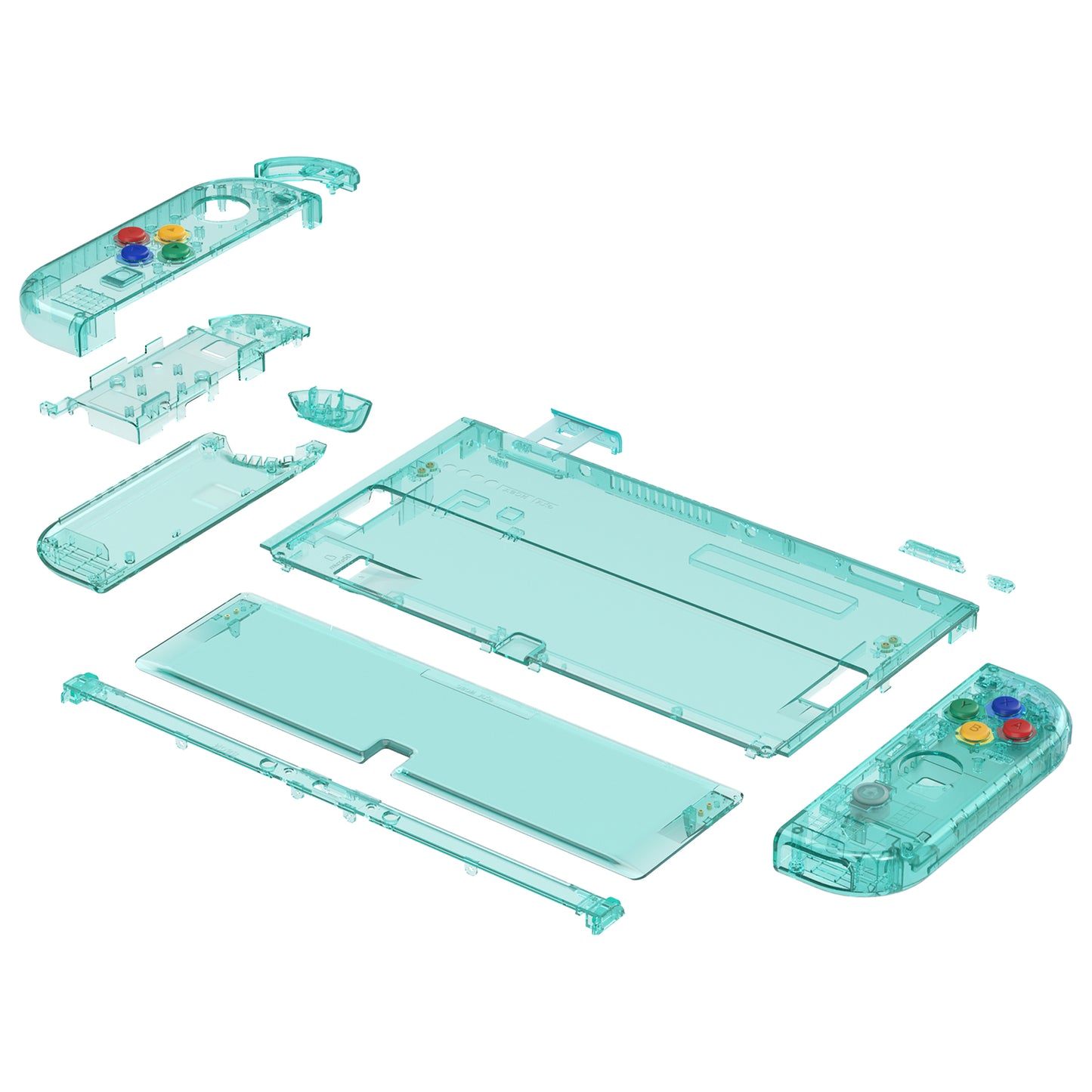 eXtremeRate 任天堂スイッチ有機EL用カスタム交換フルセットシェル＆ボタン【クリアジェイドグリーン】