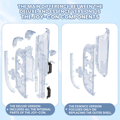 eXtremeRate Nintendo Switch 2対応ジョイコン交換フルセットシェルケース、方向ボタンバージョンボタン付き - デラックス版【クリアグレイシャーブルー】