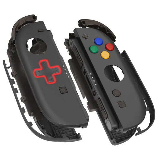 eXtremeRate Nintendo Switch 2対応ジョイコン交換フルセットシェルケース、方向ボタンバージョンボタン付き - デラックス版【ブラック】