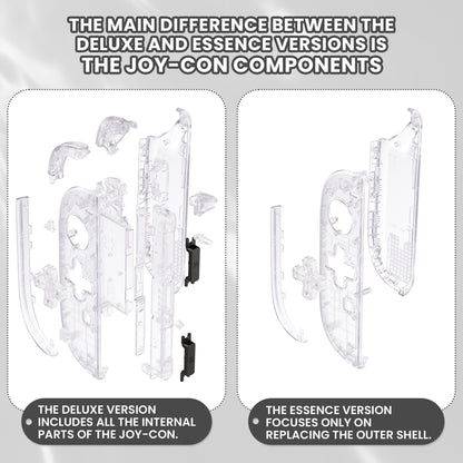 eXtremeRate Nintendo Switch 2対応ジョイコン交換フルセットシェルケース、方向ボタンバージョンボタン付き - デラックス版【クリア】
