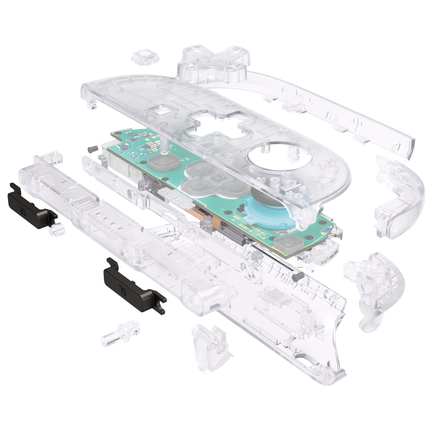 eXtremeRate Nintendo Switch 2対応ジョイコン交換フルセットシェルケース、方向ボタンバージョンボタン付き - デラックス版【クリア】