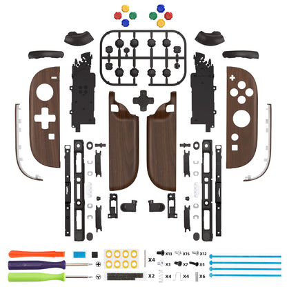 eXtremeRate Nintendo Switch 2対応ジョイコン交換フルセットシェルケース、方向ボタンバージョンボタン付き - デラックス版【木目調デザイン】