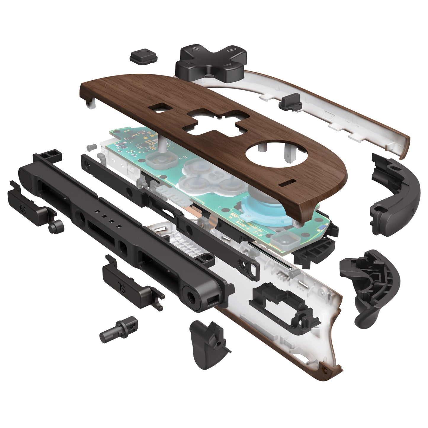 eXtremeRate Nintendo Switch 2対応ジョイコン交換フルセットシェルケース、方向ボタンバージョンボタン付き - デラックス版【木目調デザイン】