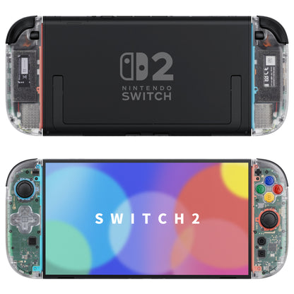 eXtremeRate Nintendo Switch 2対応ジョイコン交換フルセットシェルケース、方向ボタンバージョンボタン付き - エッセンス版【クリア】