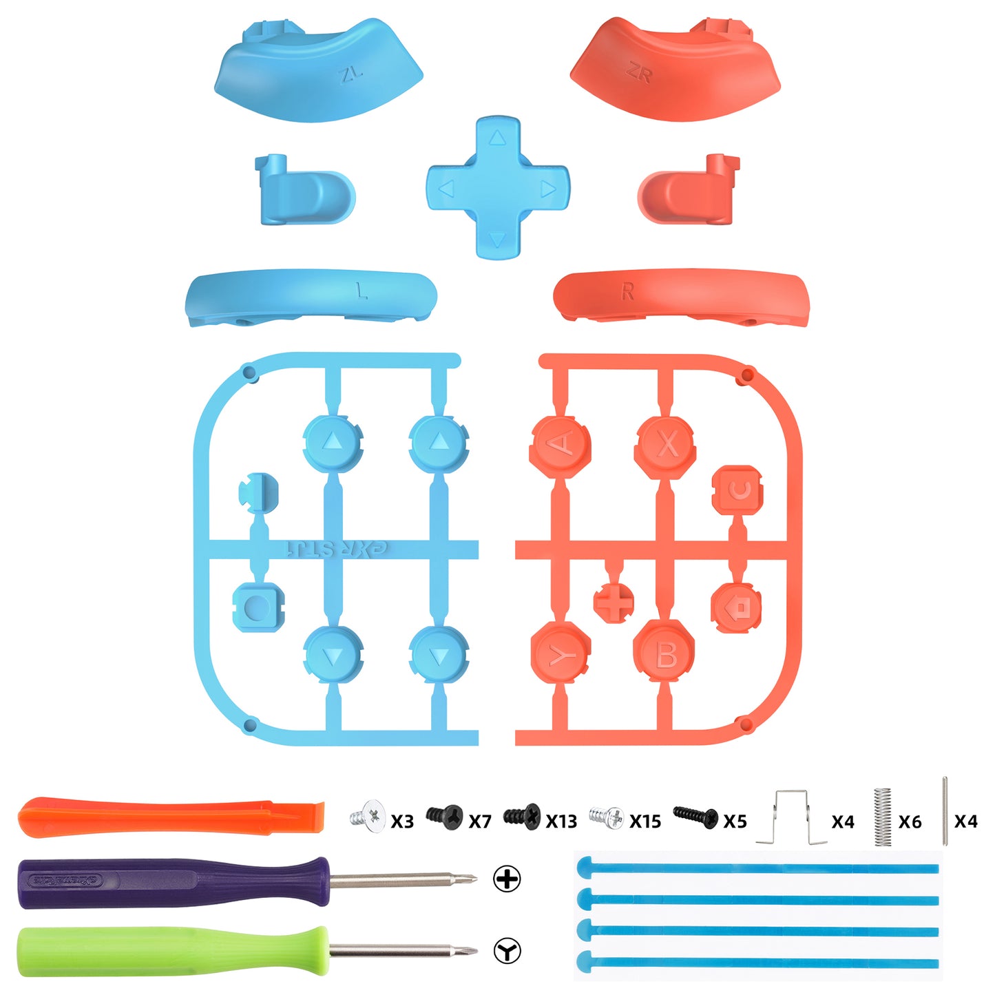 eXtremeRate Nintendo Switch 2ジョイコン対応交換フルセットボタン【ルー&オレンジ】