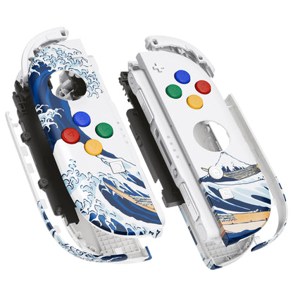 eXtremeRate Nintendo Switch 2対応ジョイコン交換フルセットシェルケース、ボタン付き - デラックス版【ザグレートウェーブ】