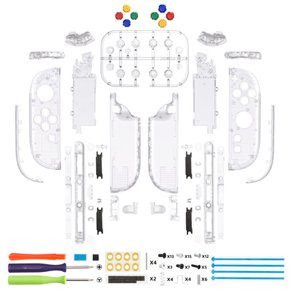 eXtremeRate Nintendo Switch 2対応ジョイコン交換フルセットシェルケース、ボタン付き - デラックス版【クリア】