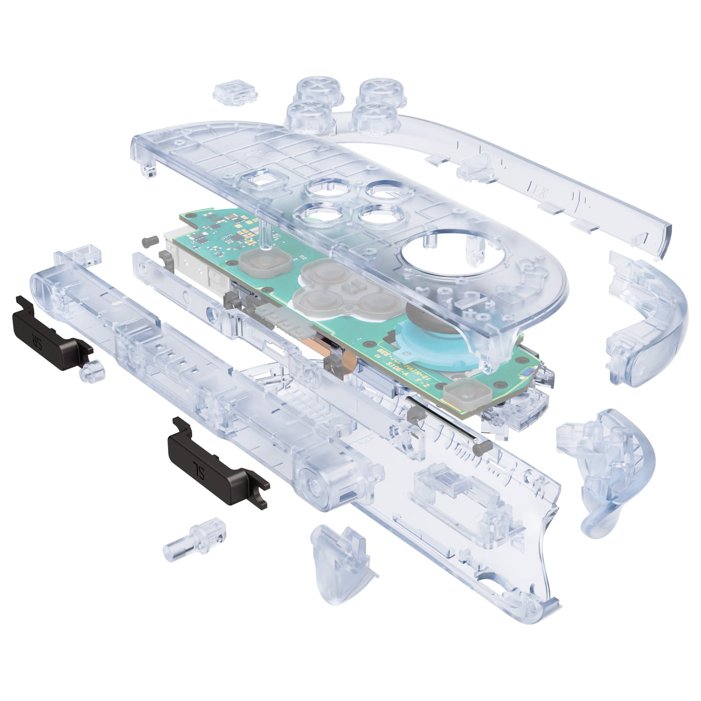 eXtremeRate Nintendo Switch 2対応交換フルセットシェル＆ボタン - デラックス版【クリアグレイシャーブルー】