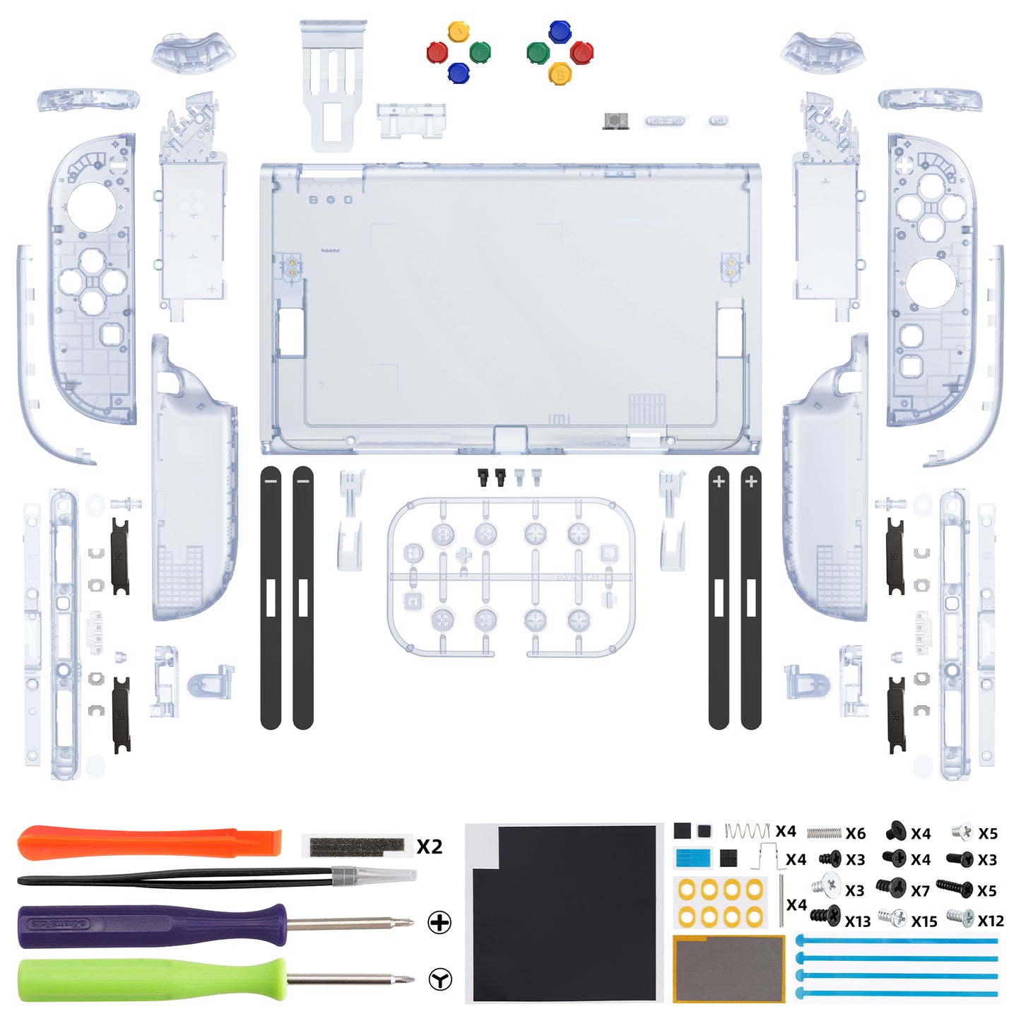 eXtremeRate Nintendo Switch 2対応交換フルセットシェル＆ボタン - デラックス版【クリアグレイシャーブルー】