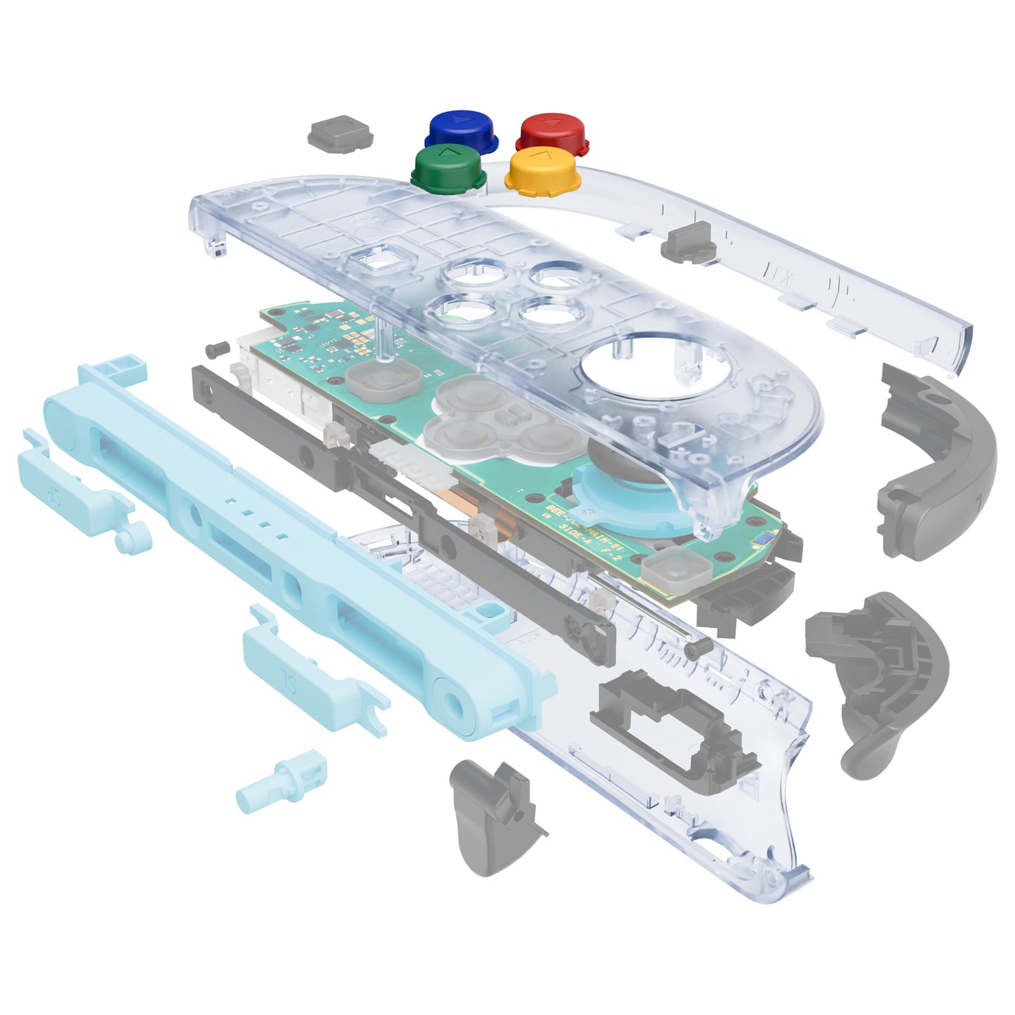 eXtremeRate Nintendo Switch 2対応交換フルセットシェル＆ボタン - エッセンス版【クリアグレイシャーブルー】