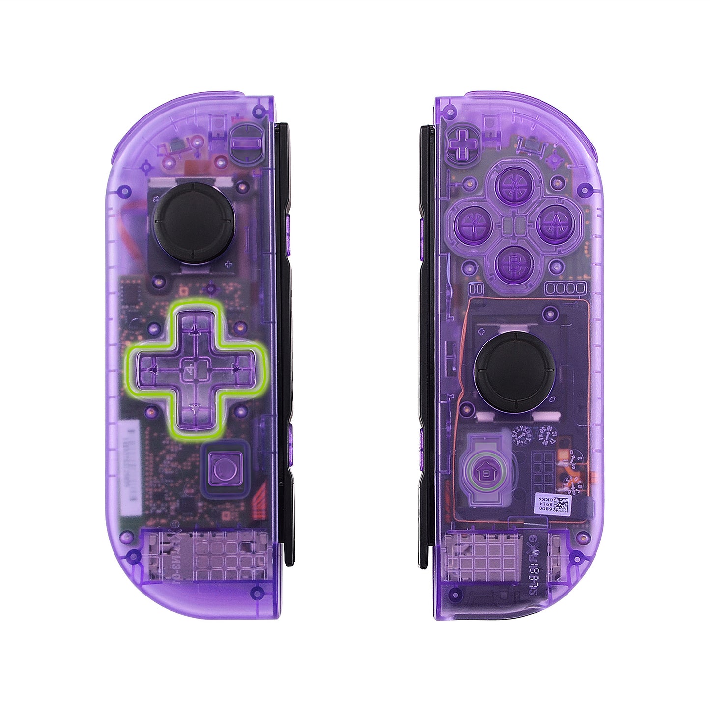 eXtremeRate NS Switch用ジョイコン交換フルセットシェルケース、方向キーバージョンボタン付き【クリアパープル】