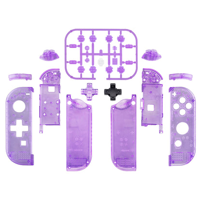 eXtremeRate NS Switch用ジョイコン交換フルセットシェルケース、方向キーバージョンボタン付き【クリアパープル】